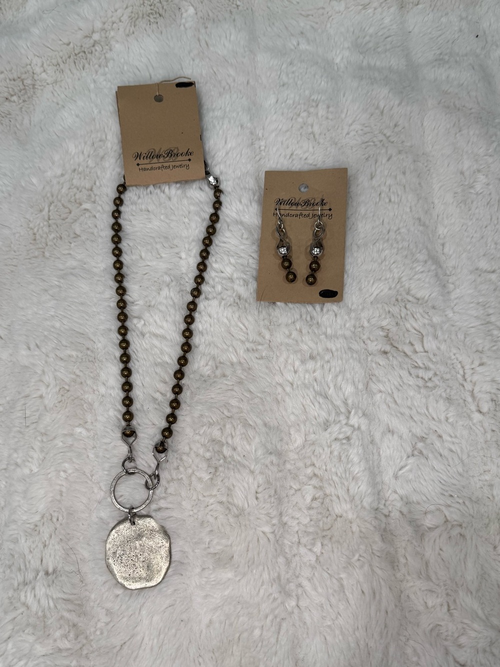 Handcrafted Brown Beaded Necklace with Silver-Tone Pendant by